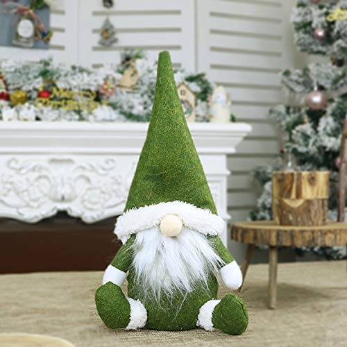 DWTECH Nain de Noël en peluche, poupée Père Noël, longue barbe, jouet fait à la main, pour décorations de Noël, décoration de table d'hiver, cadeau de vacances (vert) Cover