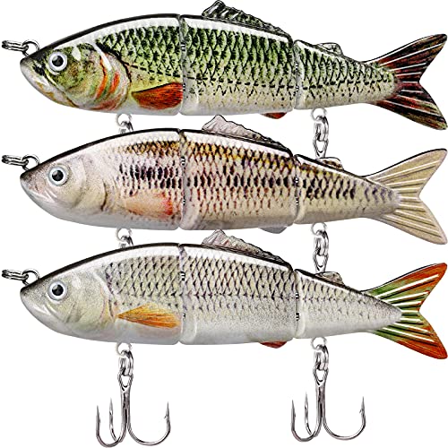 GOTOUR Fishing Lures for Freshwater or Saltwater, Easy to Use for Family Fishing Beginner and Pros, Most Lifelike Jointed Swimbait for Almost All Fishes，Slow Sinking Bass Pike Panfish Walleye Lures