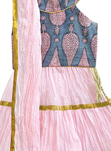 Image of A.T.U.N. (ALL THINGS UBER NICE) Girls Cotton Printed Readymade Ghaghra | Lehenga Choli and Dupatta Set | Ethnic Wear Clothing Set for Festival Occasions