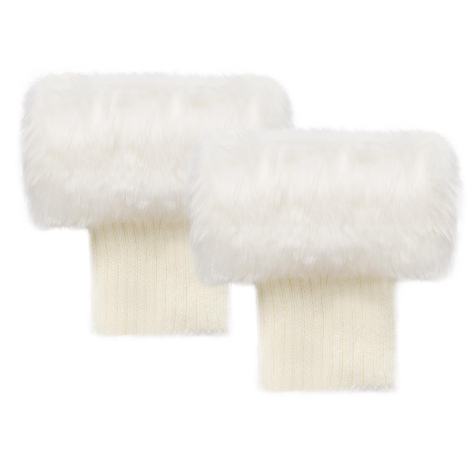 Women Faux Fur Plush Leg Warmers Short Furry Fuzzy Leg Cuffs Women Winter Fuzzy Fur Knitted Boot Covers