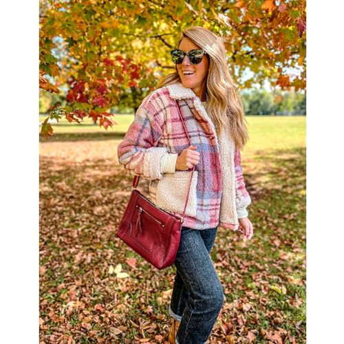 Image of S-ZONE Medium Women Genuine Leather Crossbody Bags Cowhide Shoulder Handbag Ladies Purse