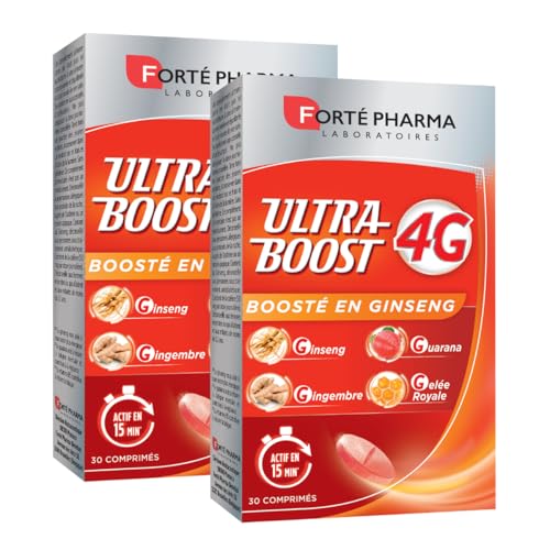 Forté Pharma - Ultra Boost 4G | Booster d'Energie - Anti-Fatigue | Giseng - Guarana - Gelée Royale - Gingembre | Complément Alimentaire à base de Caféine...