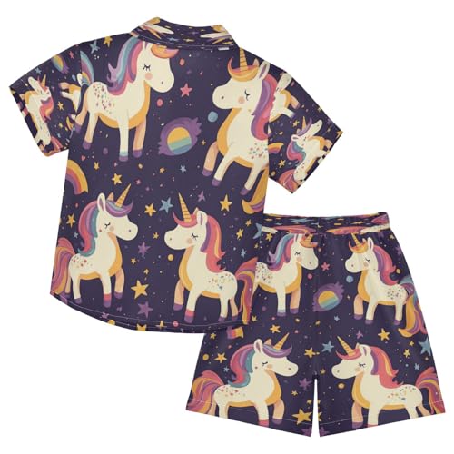 Boccsty Star Kawaii Unicorns Boy Summer Shorts Sets Hawaiian Toddler Boys T-Shirt & Pants 2 Pcs 3T2