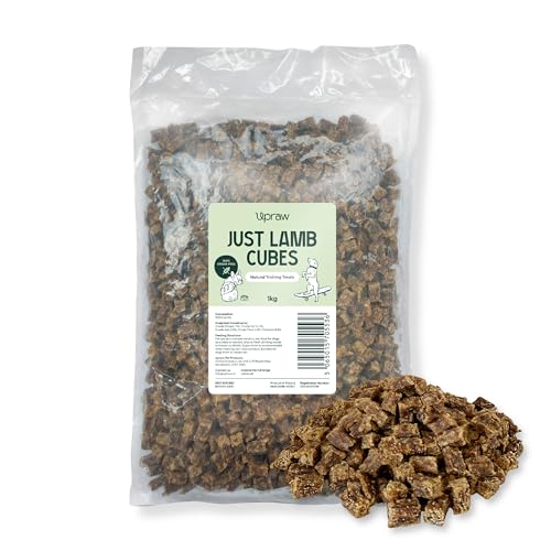 UPRAW Natural Dog Training Treats in bulk 1kg 100% Pure Meat Training Cubes - Natural Hypoallergenic - Grain Free - No additives or Preservatives. (1kg Lamb)