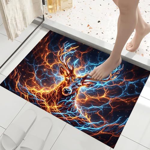 Tapis de bain cerf microfibres 50x80 orange doux