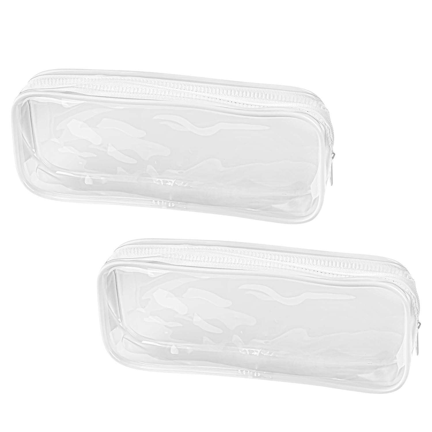 Bojueshaw 2pcs Clear Pencil Case,Waterproof PVC Zippered Pencil Case,Makeup Toiletries Bag,Pouch Organizer for Stationery,Toiletries,Makeup