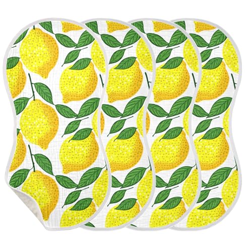 xigua Yellow Lemons Muslin Baby Burp Cloths Set of 1, Super Soft & Absorbent Burping Rags, Cotton Burp Clothes Shower Gift for Newborn, Baby Girls and Boys3