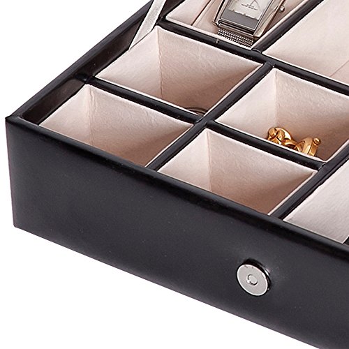 Mele & Co. Carson Men's Dresser Top Valet (Black Faux Leather)
