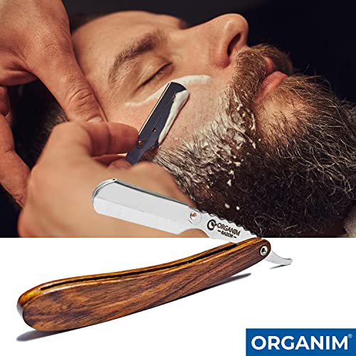 Image of Organim Care Products Shaving Razor Men, Barber Salon Wooden Clip Razor with Scissor combo