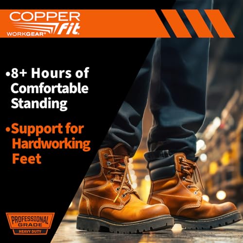 COPPER FIT PRO Grade Work Insoles – Anti-Shock, Anti-Fatigue Orthopedic Cushion with Contoured Arch – for Work Boots and Shoes – Men’s 8 – 13 – (2 Pair)2