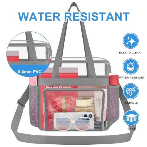Image of Busiuw Clear Bag for Stadium Events, Stadium Approved 12x12x6 Clear Tote Bag for Sport Fan, Work Concert Travel