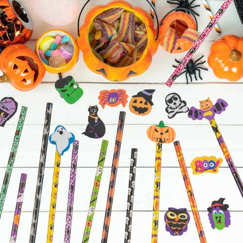 24 lápices halloween con borradores grandes diseño variado miniatura 7