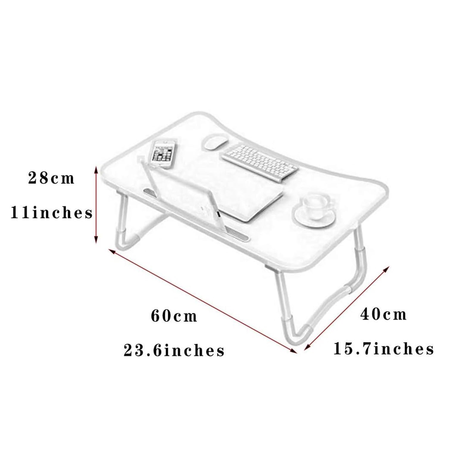 Tavolino Pieghevole da Letto con Porta Bicchiere E Leggio for Tablet, 60x40 Cm, Salvaspazio, Facile da Trasportare, Ideale for Soggiorno, Camera, Aree Relax E Smart Working(Green)