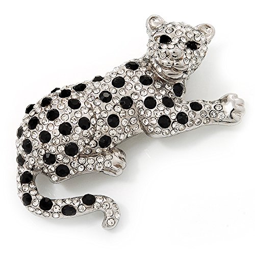 Preisvergleich Produktbild Unbekannt Swarovski-Kristall, Leopard, Brosche (Versilbert-Finish)