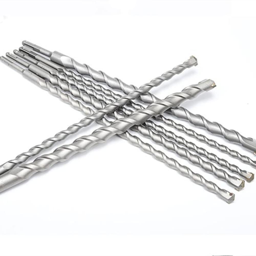 Punta da trapano per calcestruzzo in lega di acciaio al tungsteno 1 pz 350 mm con manico rotondo e manico quadrato 10-30 mm per penetrare nel muro, 32 mm x 350 mm, quadrato