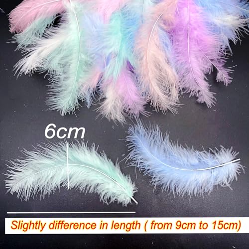 JZK 200pcs 9~15cm Colourful Pastel Natural Fluffy Feathers for Crafting Multi Coloured Real Feathers for Crafts DIY Material Dream Catcher - Image 4