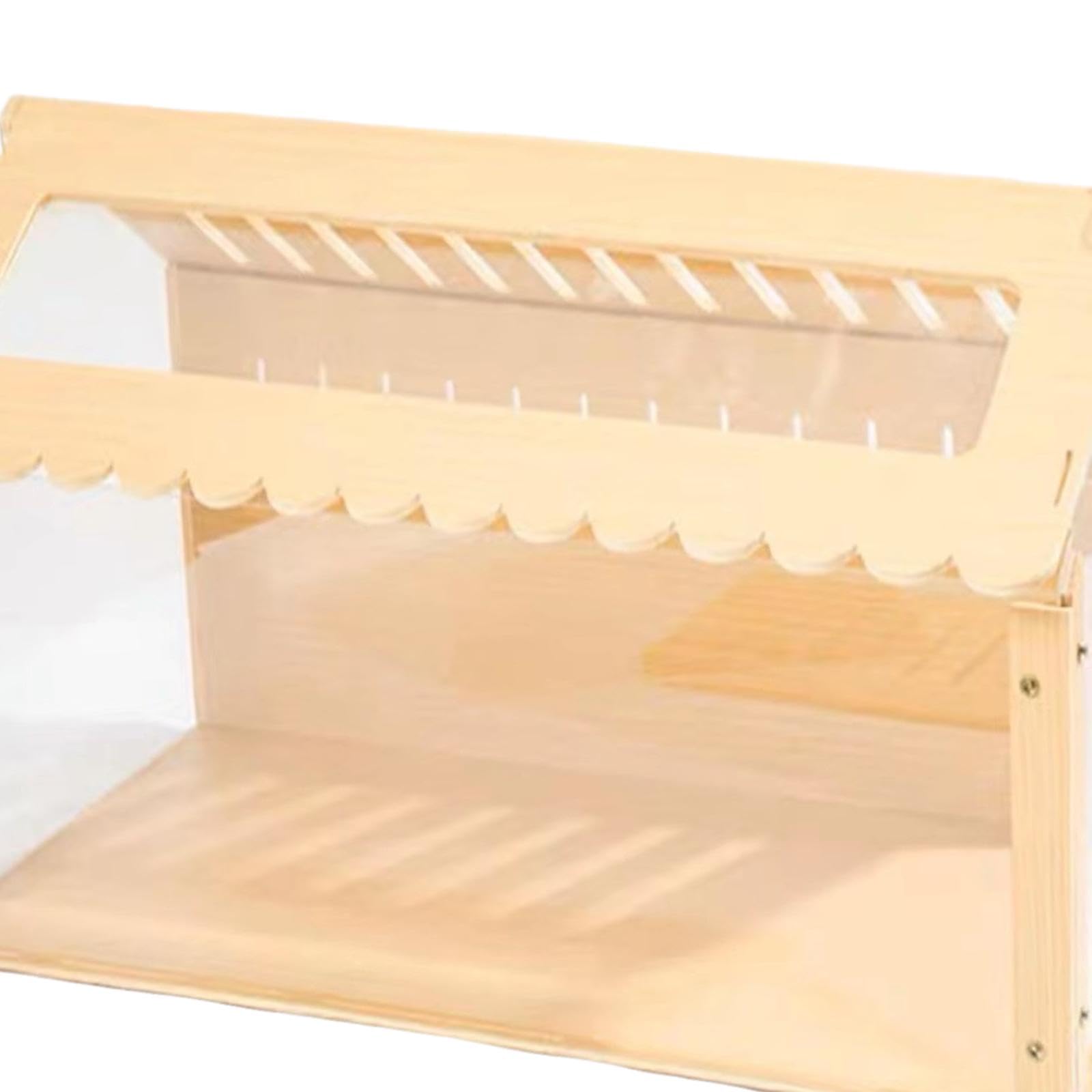 Casa Hamster de Madera Refugio Natural Nido de Ejercicio Juguete Decorativo con Escalera Ventilada Fácil de Montar Adecuada para Hámster Erizo Ratón C, 60x32x38CM