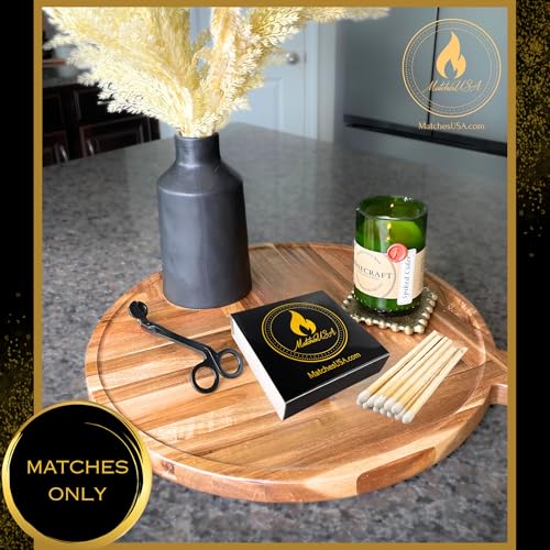 Image of Box (150 Matches) | 4 inch Long White Matches | Color Safety Match (4 inches) | Black & Gold Matchbox | Wooden Wood Matchsticks