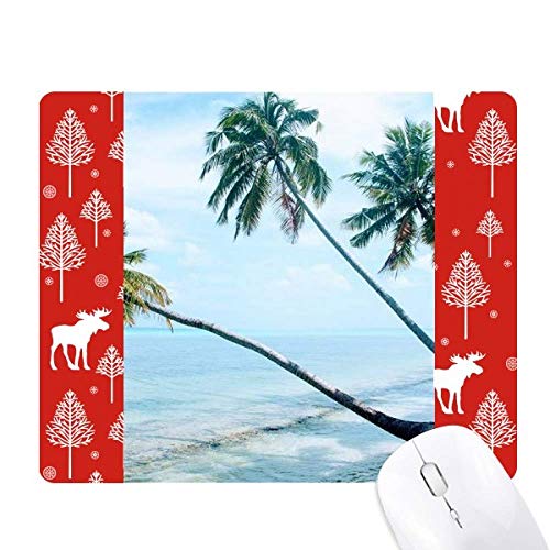 Tapis de souris sapin de Noël vert élan Ocean Beach décor de bureau