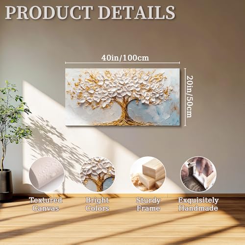 SERIMINO Tree of Life Large Wall Art, Blossom Tree Canvas Paintings, Nature Landscape Abstract Art Prints, Modern Trendy Pictures Wall Decor Living Room Bedroom, Office Art Wall Decoration 20"X40"