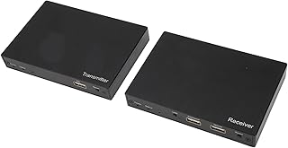 USB HDMI KVM Extender Over Single Cat 6/7 Ethernet Cable to 150M, 1080P@60Hz, USB Keyboard Mouse Support, for Residential, Commercial Use (UK Plug)