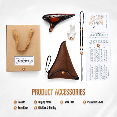 Mifoge Ocarina 12 Hole Tones Alto C With Gift Wrapping Display Stand Neck Cord Protective Cover Song Book Strawfire Masterpiece Collectible Music Instrument Gift Idea For Kids Beginner Musician #TOP2