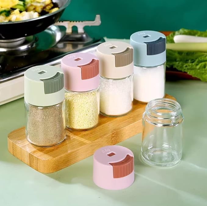 Image of Pepper and Salt Shakers,Salt Control Bottle Salt and Pepper Shaker Bottle,Spice Dispenser Air-Tight Clear Glass Bottle,(Multicolour,Pack of 1)