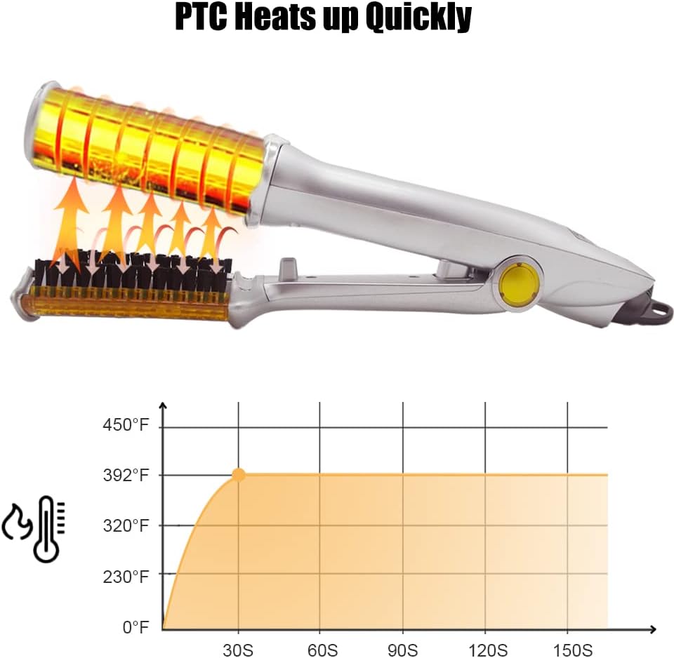 Electric Round Hot Curling Iron, 2-in-1 Hair Straightener and Curler, 60-Second Heat-up, Uniform Heat, Auto-Off, for Home, Salon, Travel