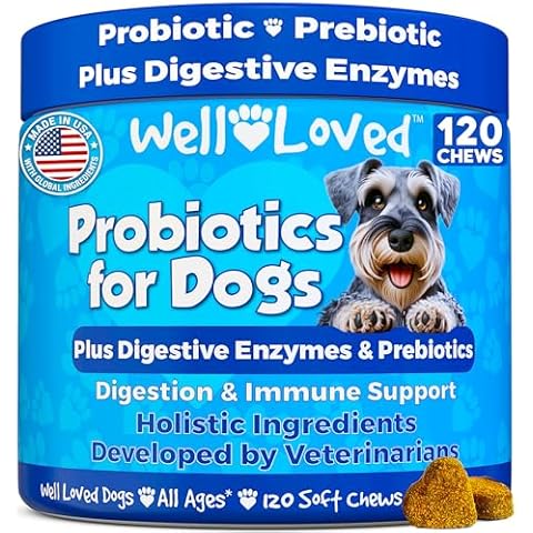 Well Loved Probiotics for Dogs, Dog Probiotics, Made in USA, Vet Developed for Gut Health, Yeast Balance, Itchy Skin, Diarrhea & Gas Relief, Chews with Prebiotic & Digestive Enzymes, Digestive Support Cover