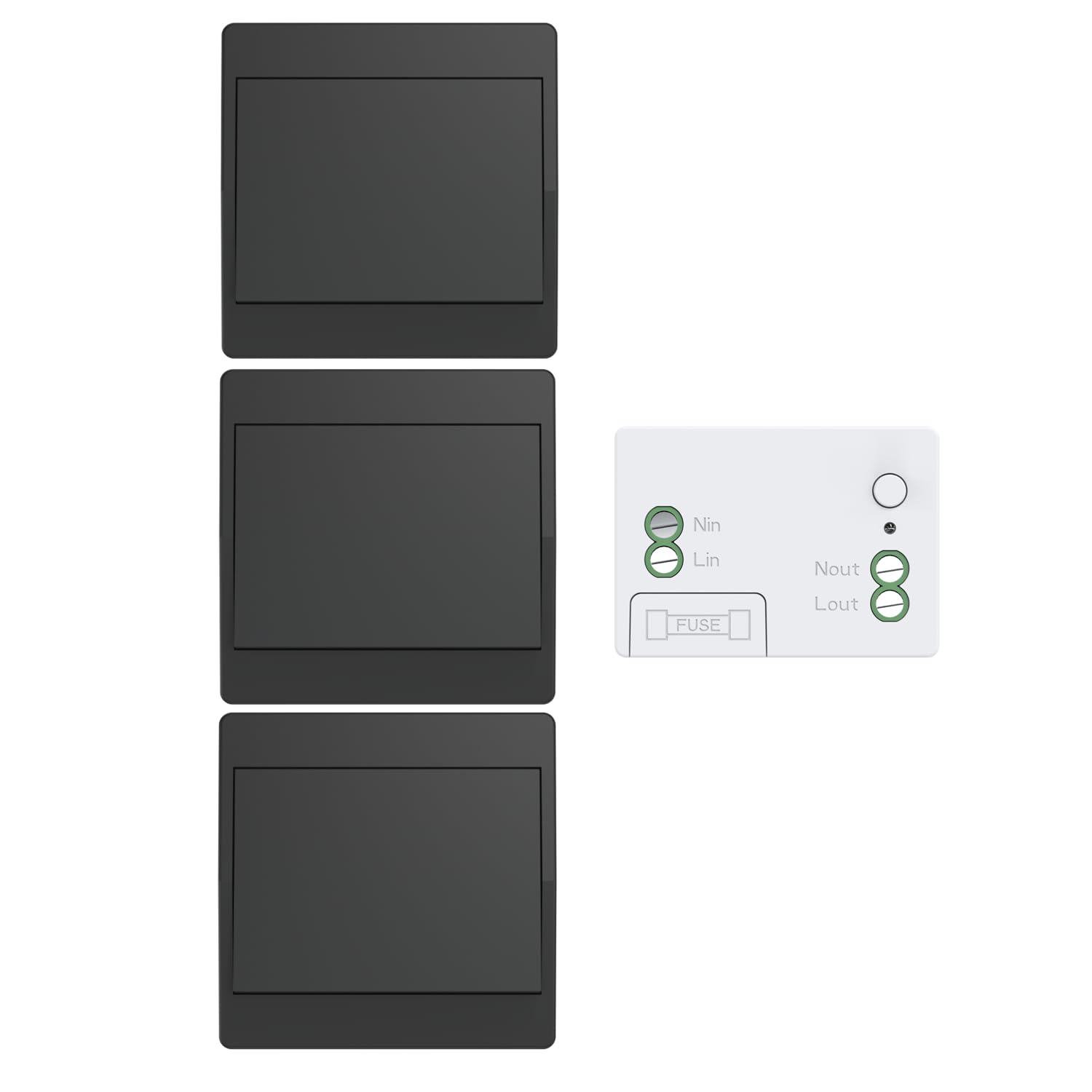 Kit de interruptor inalámbrico negro sin pilas, interruptor autoalimentado, conmutador inalámbrico, interruptor de radio a distancia, teleruptor RF433MHz (Negro 1Gang 3V1)