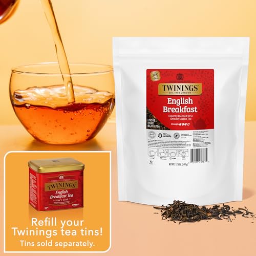 Image of Twinings English Breakfast Loose Leaf Tea, 17.6 Ounces (500g) Resealable Pouch for Freshness (Pack of 1), Smooth, Flavourful, Robust Black Tea Leaves, Caffeinated, Enjoy Hot or Iced