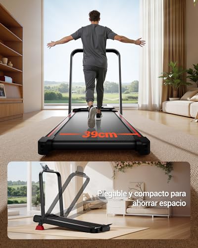 UMAY 4 en 1 Cinta de Correr Plegable con Inclinación, Walking Pad,Amortiguación y Motor Silencioso de 2,5CV Cinta de Andar Plegable Puede Soportar 136 KG - imagen 5