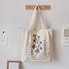 Jiamusi Floral Canvas Tote Bag Botanical Shopping Bag Aesthetic Flower Tote Bag Canvas Grocery Bag for Women Girl Trendy School Tote #3