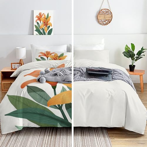 Housse de couette lys hawaïen infroissable lit enfant microfibre 3D - 4
