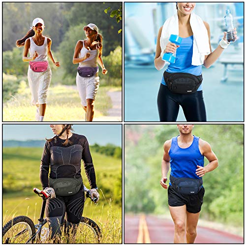 Bumbags voor dames en heren heuptas Fanny Pack met verstelbare elastische band 5 zakken met ritssluiting waterdichte loopbuidel voor honden wandelen, hardlopen, wandelen reizen en buitenactiviteiten, Paars, 26 x 21x 17 cm, - Image 5