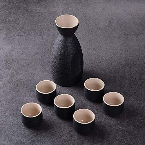 Style Wine Set Traditional Ceramic Black Sake for White Wine Ceramic Rice Wine Warm Wine Black Pottery Sake Traditional Hand Painted Sake Set Mugs
