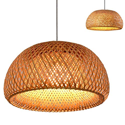 Kronleuchter Retro Kronleuchter natürlichen Bambus Lampe gewebt Kronleuchter einfache kreative einstellbare Länge E27 energiesparende Restaurant Allée Raum warmen Kronleuchter,38cm Cover