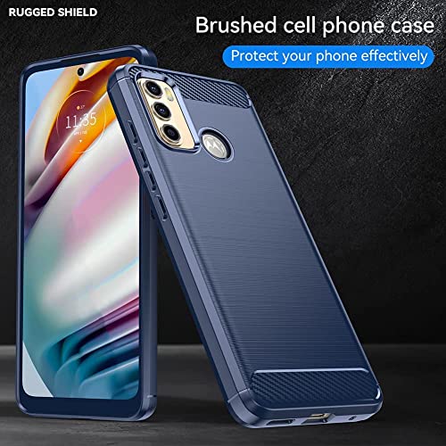 Image of NPRC Hybrid Ultra Slim Protective Case TPU Non-Slip Carbon Fiber Texture Shockproof Case Cover for Moto G60S - Blue
