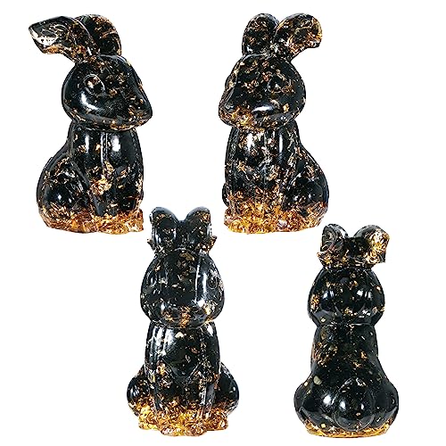 Figura de cristal conejo negro hecho a mano miniatura 5