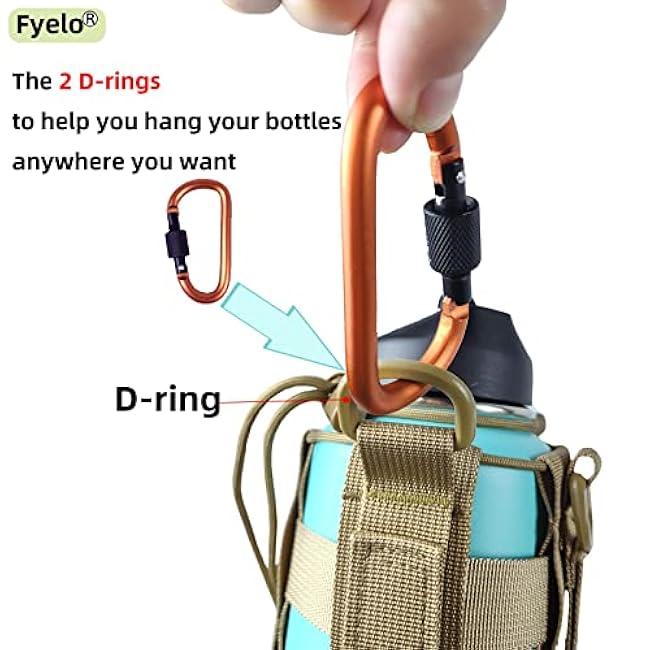 Molle Water Bottle Holder Tactical Pouches 32 40 64 oz Multi Use for Outdoor Sports/Backpack/Vest/Belt/Bike, 3 Color (Black, Brown, Green)