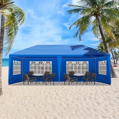 Trygoal 10x20 Outdoor Canopy Tent for Parties Waterproof Party Tent with 6 Removable Sidewalls & Windows Heavy Duty Outdoor Canopy for Wedding Backyard Events & Commercial Use Blue