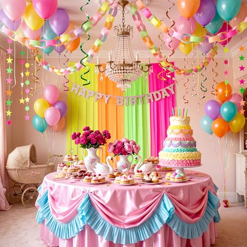 Taobary Neon Party Decorations 600 Sheet Paper Chain for Birthday by TaoBary - Used condition - Image 4