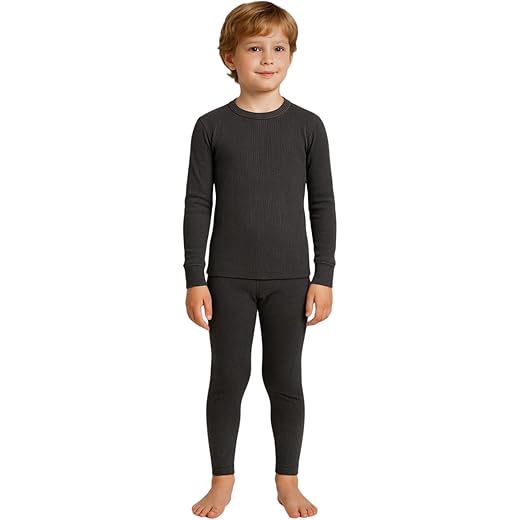 Lux Cozi Boys Thermal Set Black Melange