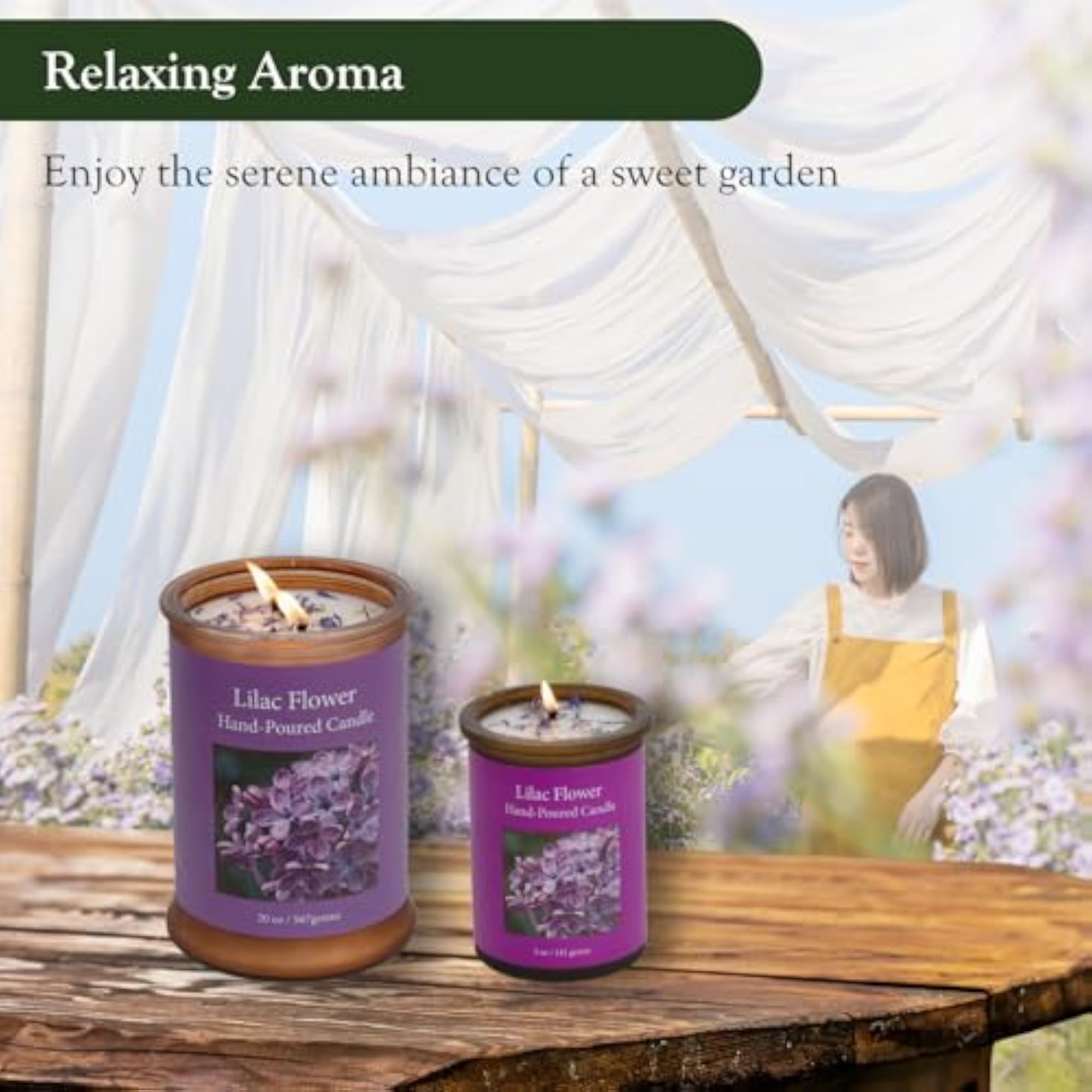 Lilac Balsalm Scented Candle, Plant Based Aromatherapy