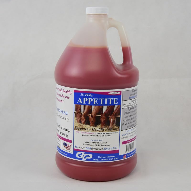 SU-PER Appetite Supplement for Horses - Equine Appetite Booster Liquid Feed Supplement - Vitamin Support for Healthy Appetite - 1 Gallon, 4 Months