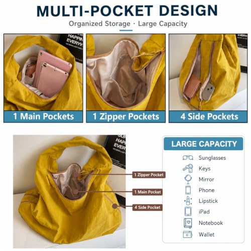 Image of KAMEILONG Large Nylon Hobo Bag Women Crescent Shoulder Bag Vintage Tote Bag Casual Shopper Handbag for Women