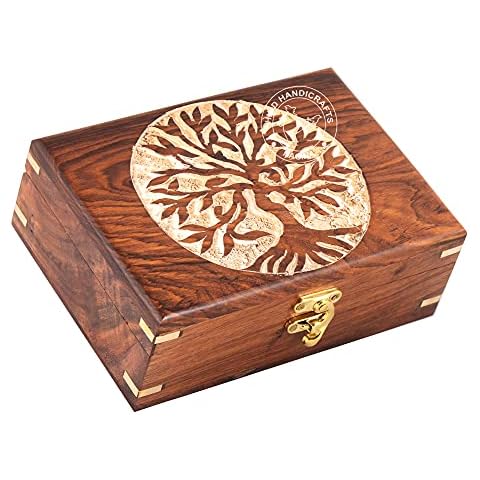 Rosewood Handcrafted Tree of Life Jewellery Box Cover