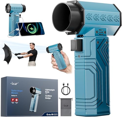 Turbo-Trocknergebläse für Auto, 180 km/h, Autotrockner, Luftgebläse, 400 W, 40 mm bürstenloser Motor, blasen Sie 2 Dosen Cola leicht weg, stufenlos variable Geschwindigkeit für Auto, Zuhause und