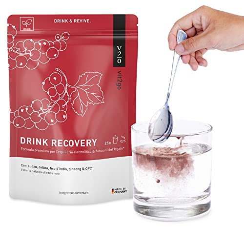 Vit2go DRINK RECOVERY (25 porzioni) - Elettroliti in polvere, Disintossicazione, reidratazione del fegato, soluzione ideale dopo serate alcoliche, ricco di vitamine, magnesio, colina