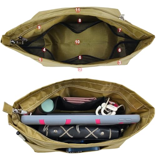 Image of Handbag Tote Purse Organizer Insert, X Large, Khaki Green